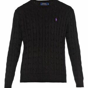 Ralph Lauren Sport 100% Cotton Chunky Knit Sweater Black S